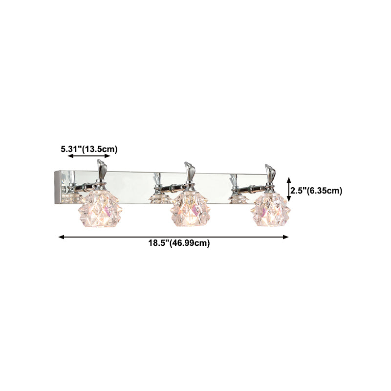 1 / 2 / 3 / 4 - Light Chrome Bath Lighting Glass Shade Adjustable Bath Sconce