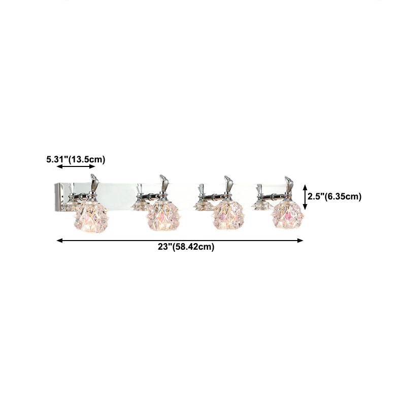 1 / 2 / 3 / 4 - Light Chrome Bath Lighting Glass Shade Adjustable Bath Sconce