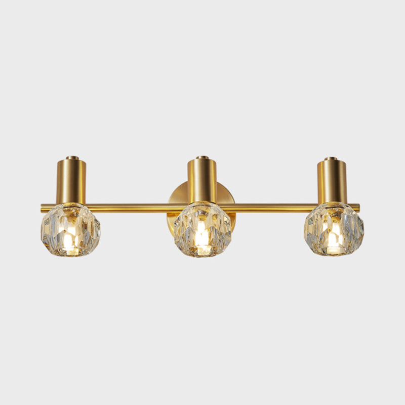 Geometric Crystal Wall Sconce Modern Multi Lights Mirror Wall Mount Light Fixture in Gold