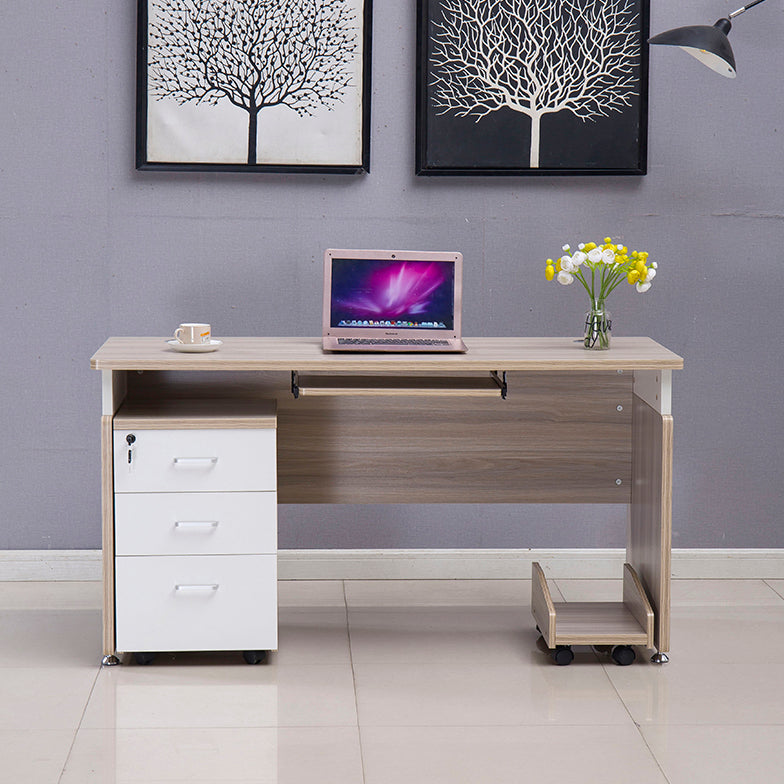 Manufactured Wood Rectangular Computer Desk with Cable Management and Keyboard Tray