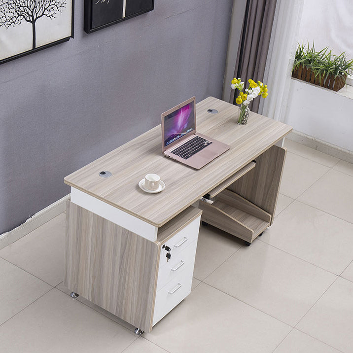 Manufactured Wood Rectangular Computer Desk with Cable Management and Keyboard Tray