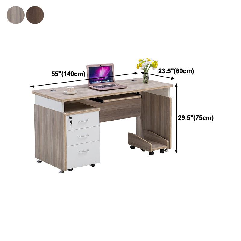 Manufactured Wood Rectangular Computer Desk with Cable Management and Keyboard Tray