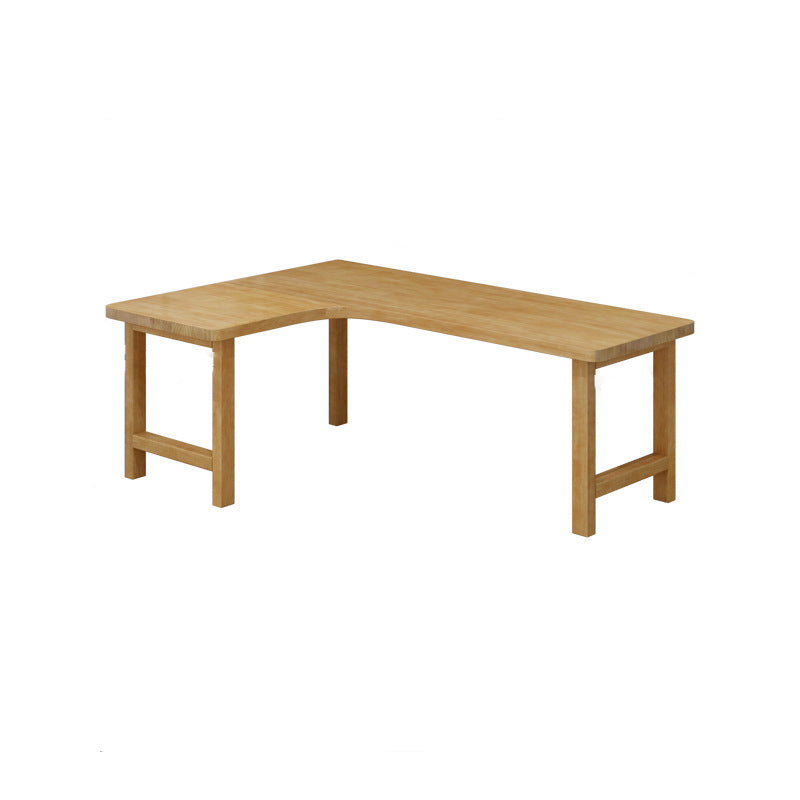 30"H Modern Office Desk L-Shape Natural Solid Wood Writing Desk