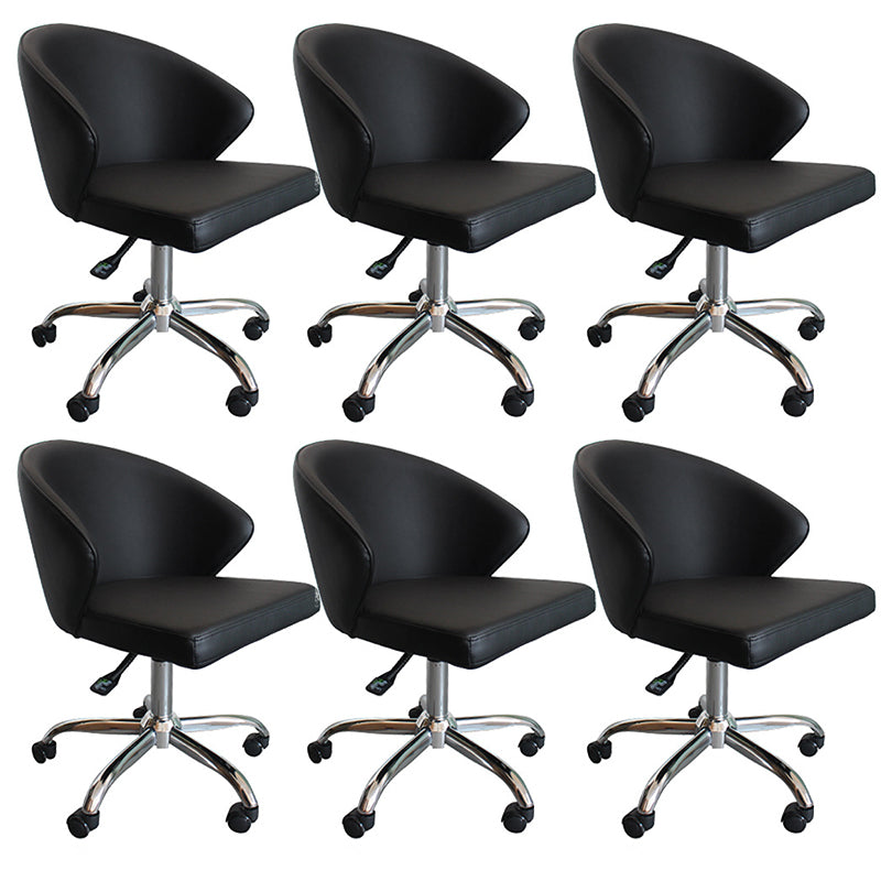 Modern Armless Black Office Chair  Height-adjustable Chair with Wheels