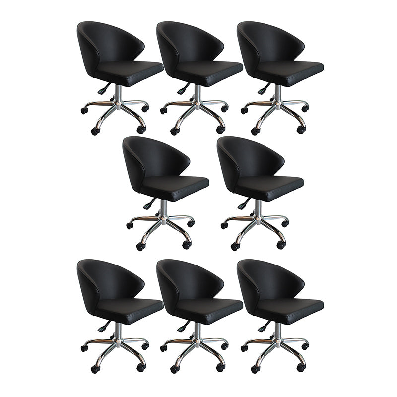 Modern Armless Black Office Chair  Height-adjustable Chair with Wheels