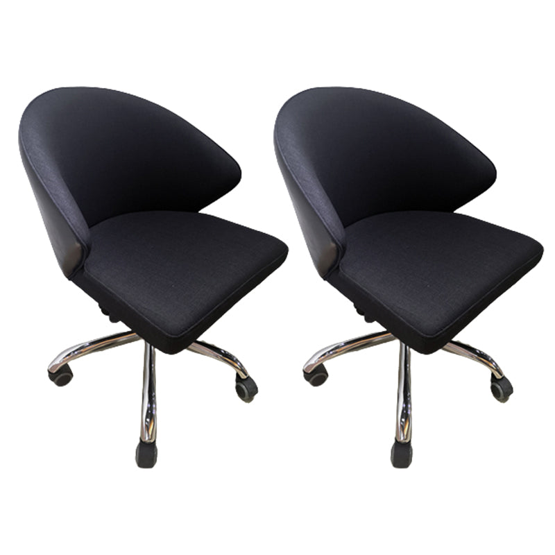 Modern Armless Black Office Chair  Height-adjustable Chair with Wheels