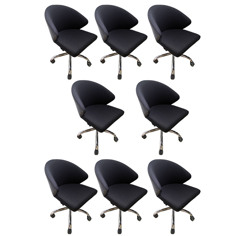 Modern Armless Black Office Chair  Height-adjustable Chair with Wheels