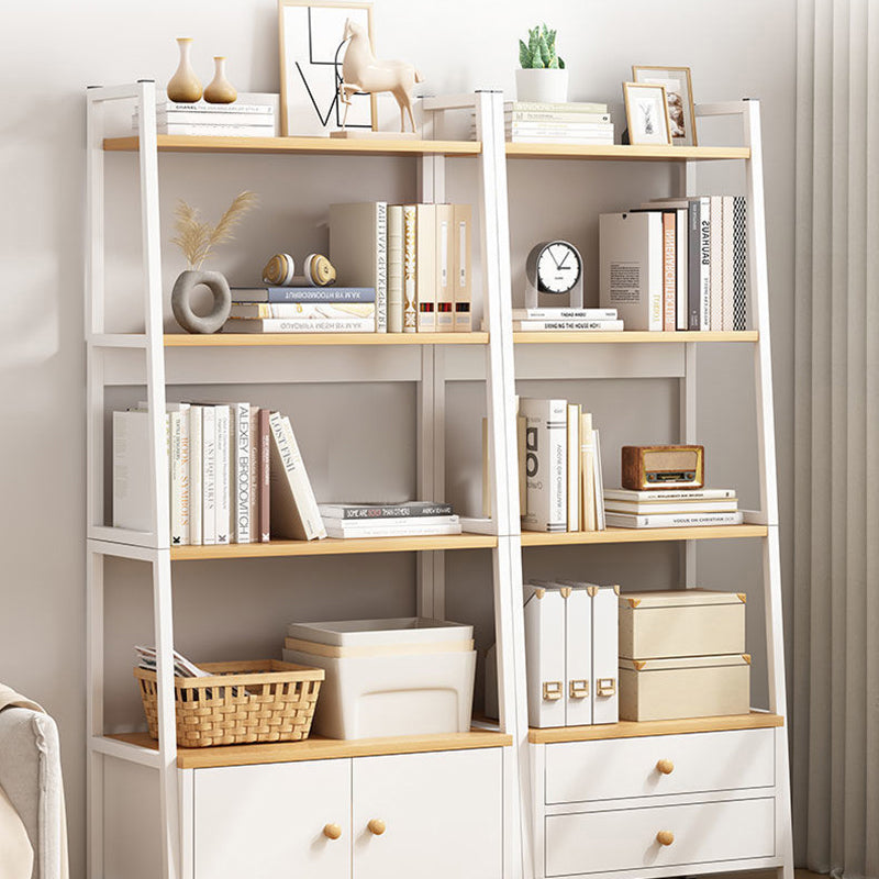 Modern Metal and Wood Shelf Bookcase Ladder Open Book Shelf for Home