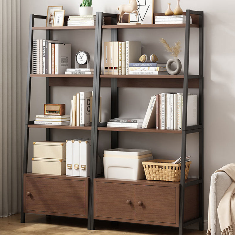 Modern Metal and Wood Shelf Bookcase Ladder Open Book Shelf for Home