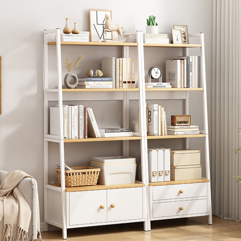 Modern Metal and Wood Shelf Bookcase Ladder Open Book Shelf for Home