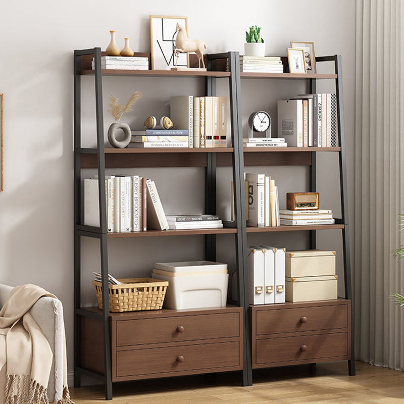 Modern Metal and Wood Shelf Bookcase Ladder Open Book Shelf for Home