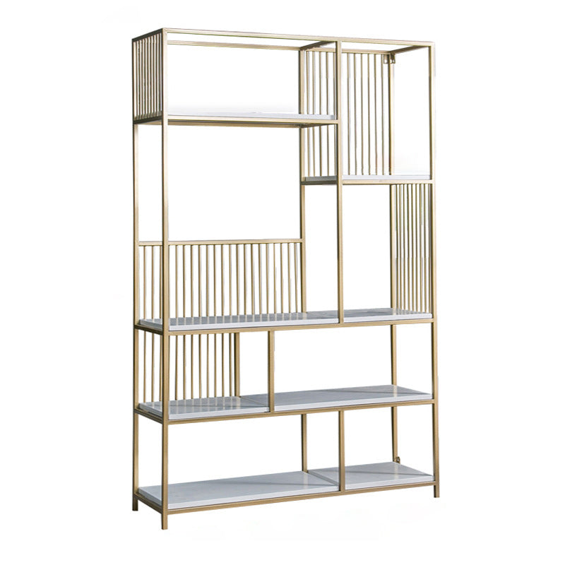 70.9" Tall Metal Book Shelf With Rectangular Shelves Bookshelf Open Back