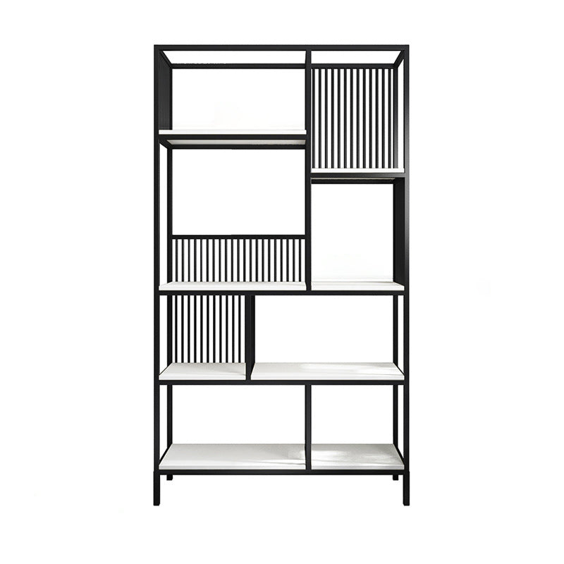 70.9" Tall Metal Book Shelf With Rectangular Shelves Bookshelf Open Back