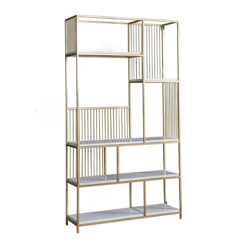 70.9" Tall Metal Book Shelf With Rectangular Shelves Bookshelf Open Back