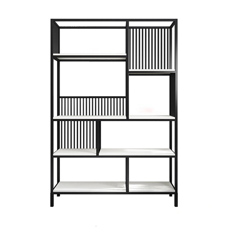 70.9" Tall Metal Book Shelf With Rectangular Shelves Bookshelf Open Back