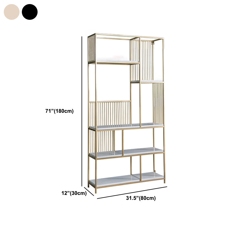 70.9" Tall Metal Book Shelf With Rectangular Shelves Bookshelf Open Back