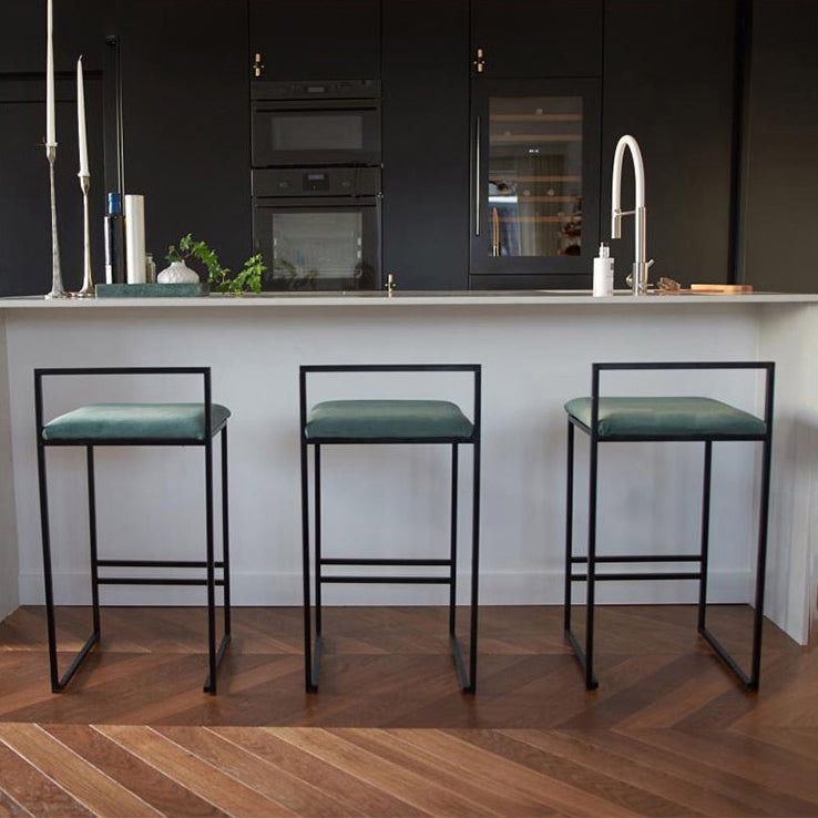 Low Back Upholstered Counter Stool Industrial Armless Bar Chair with Footrest