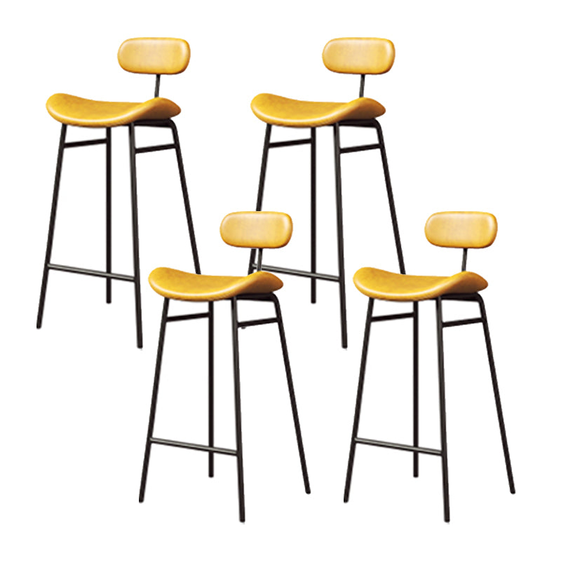Industrial Armless Bar Stool Faux Leather Bar Chair with Metal Footrest