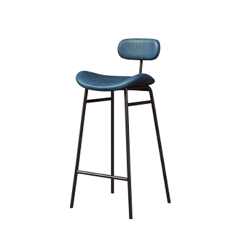 Industrial Armless Bar Stool Faux Leather Bar Chair with Metal Footrest