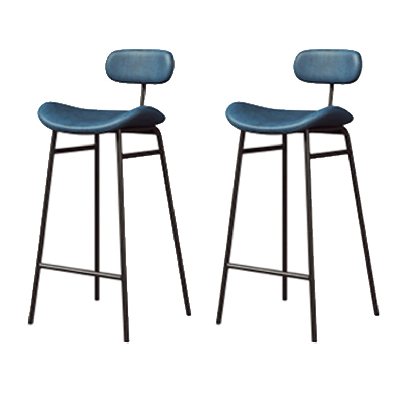 Industrial Armless Bar Stool Faux Leather Bar Chair with Metal Footrest