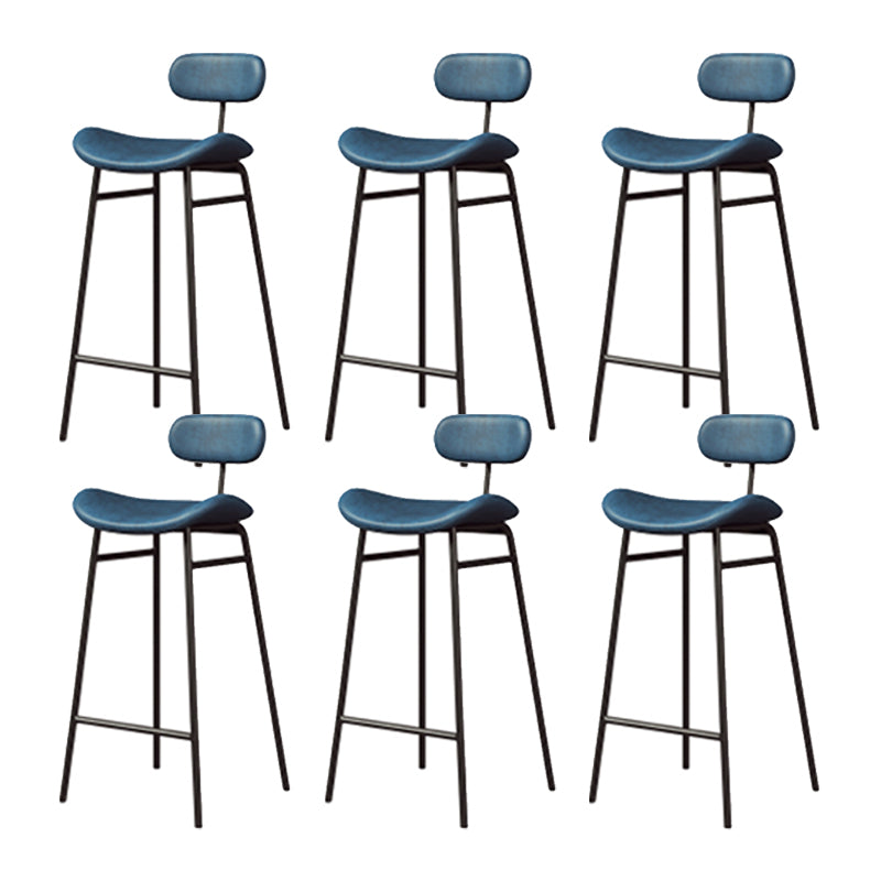 Industrial Armless Bar Stool Faux Leather Bar Chair with Metal Footrest