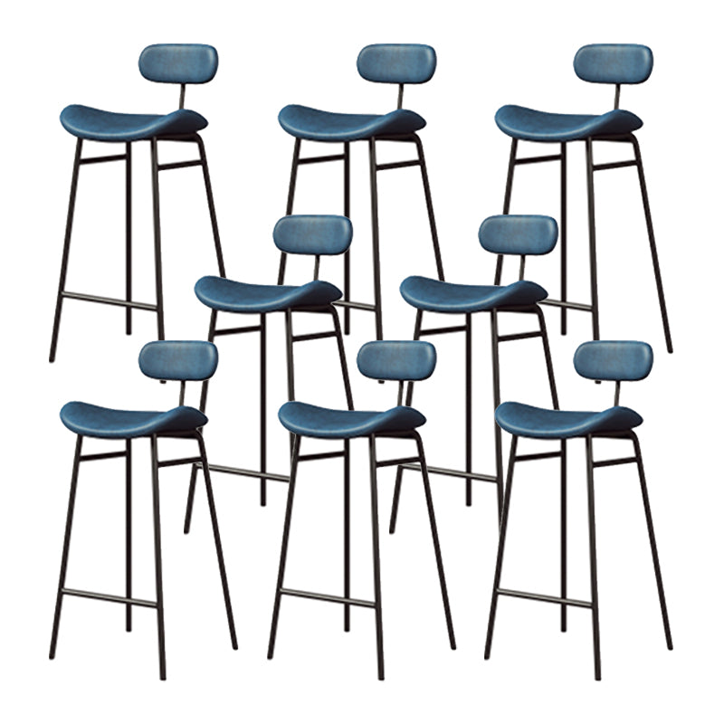 Industrial Armless Bar Stool Faux Leather Bar Chair with Metal Footrest