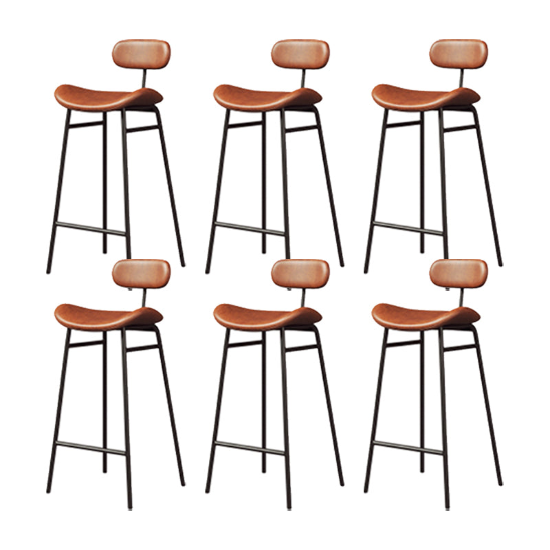 Industrial Armless Bar Stool Faux Leather Bar Chair with Metal Footrest