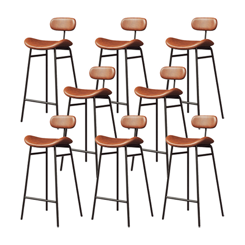 Industrial Armless Bar Stool Faux Leather Bar Chair with Metal Footrest