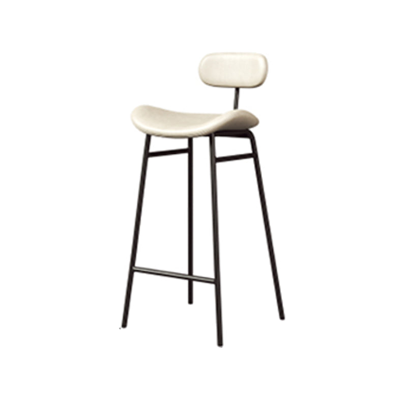 Industrial Armless Bar Stool Faux Leather Bar Chair with Metal Footrest