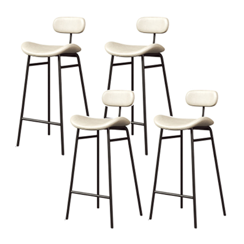 Industrial Armless Bar Stool Faux Leather Bar Chair with Metal Footrest
