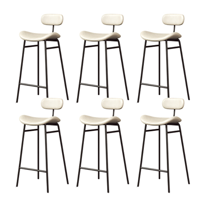 Industrial Armless Bar Stool Faux Leather Bar Chair with Metal Footrest