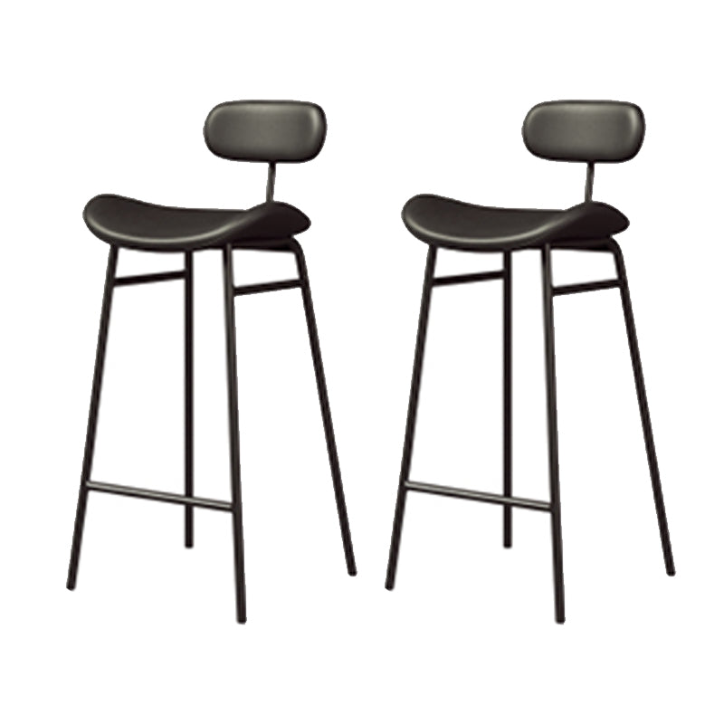 Industrial Armless Bar Stool Faux Leather Bar Chair with Metal Footrest