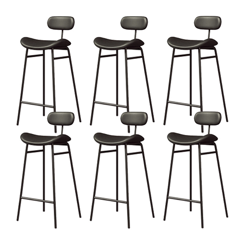 Industrial Armless Bar Stool Faux Leather Bar Chair with Metal Footrest