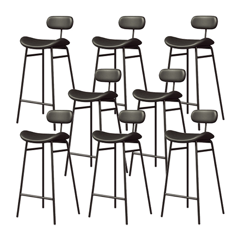 Industrial Armless Bar Stool Faux Leather Bar Chair with Metal Footrest