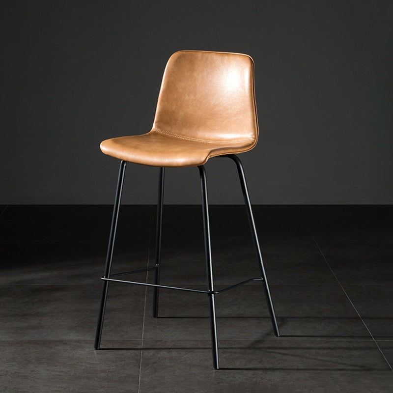 Modern Matte Finish PU Leather Barstool Low Back Restaurant Stool
