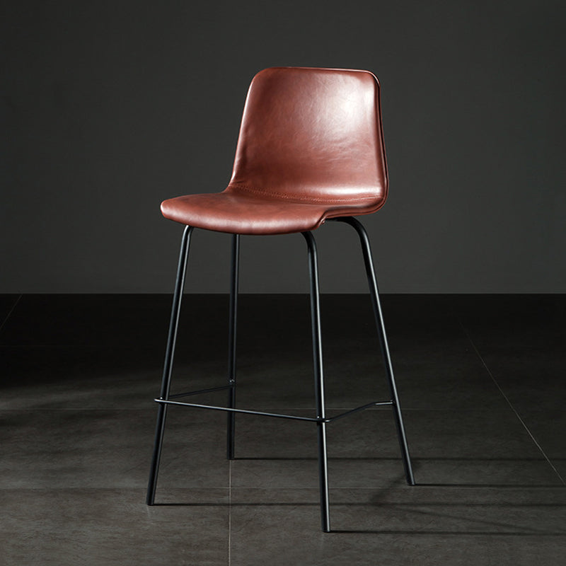 Modern Matte Finish PU Leather Barstool Low Back Restaurant Stool