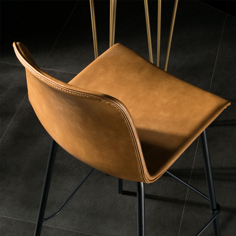 Modern Matte Finish PU Leather Barstool Low Back Restaurant Stool