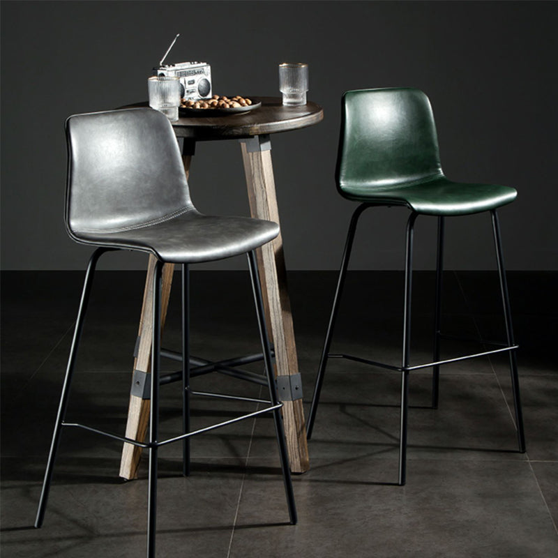 Modern Matte Finish PU Leather Barstool Low Back Restaurant Stool