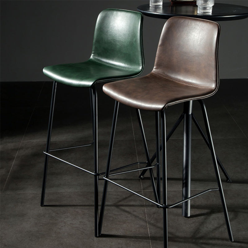 Modern Matte Finish PU Leather Barstool Low Back Restaurant Stool