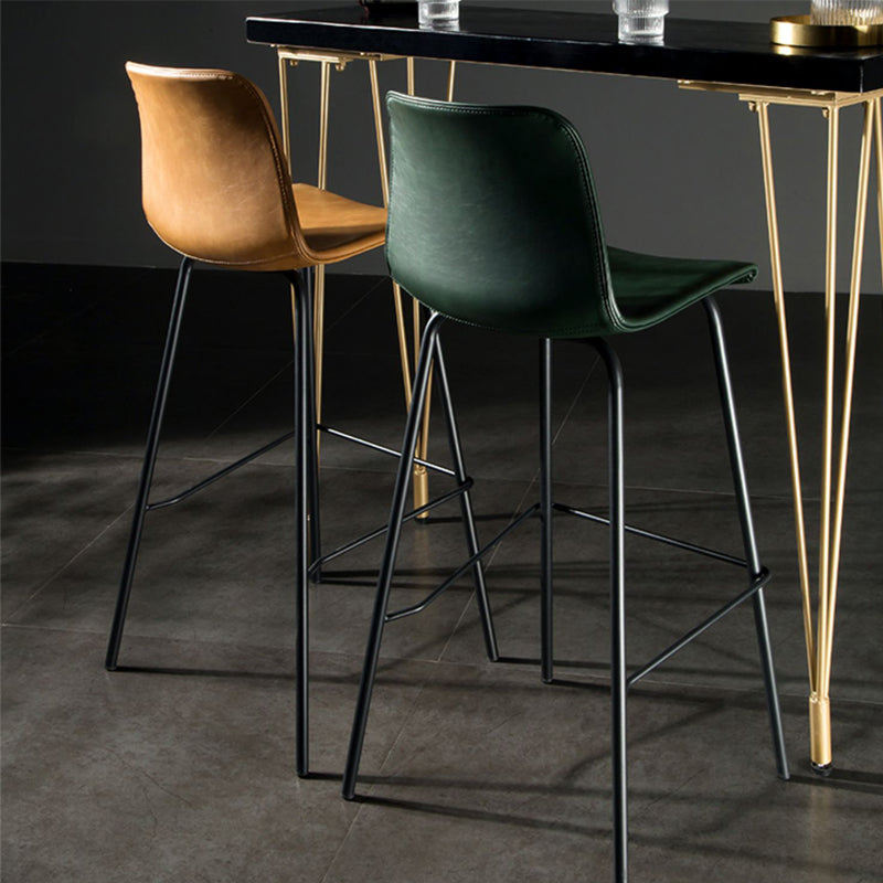 Modern Matte Finish PU Leather Barstool Low Back Restaurant Stool