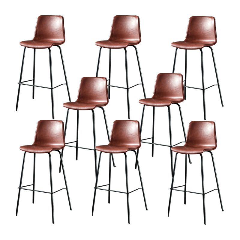 Modern Matte Finish PU Leather Barstool Low Back Restaurant Stool