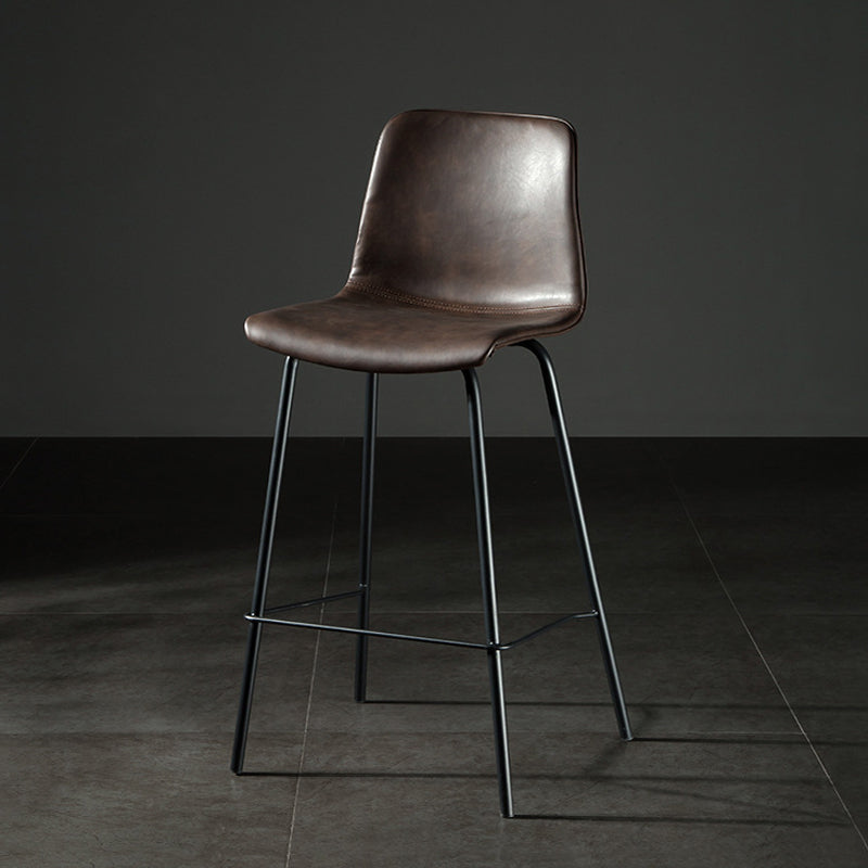Modern Matte Finish PU Leather Barstool Low Back Restaurant Stool