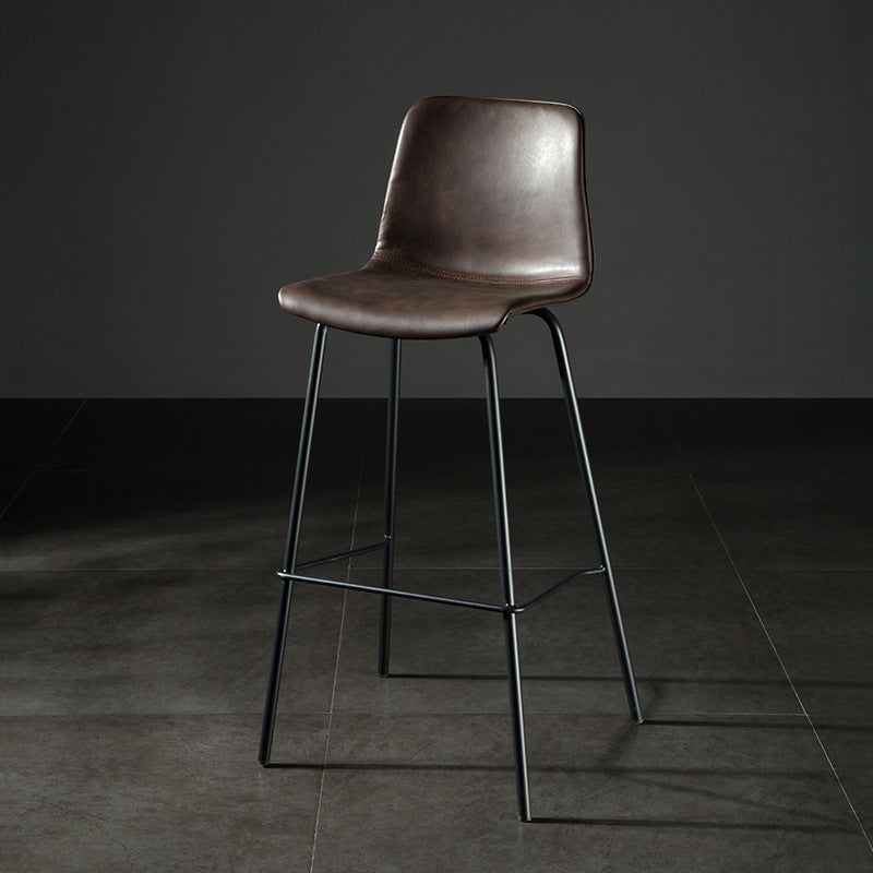 Modern Matte Finish PU Leather Barstool Low Back Restaurant Stool