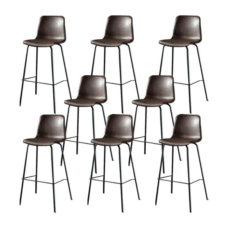 Modern Matte Finish PU Leather Barstool Low Back Restaurant Stool