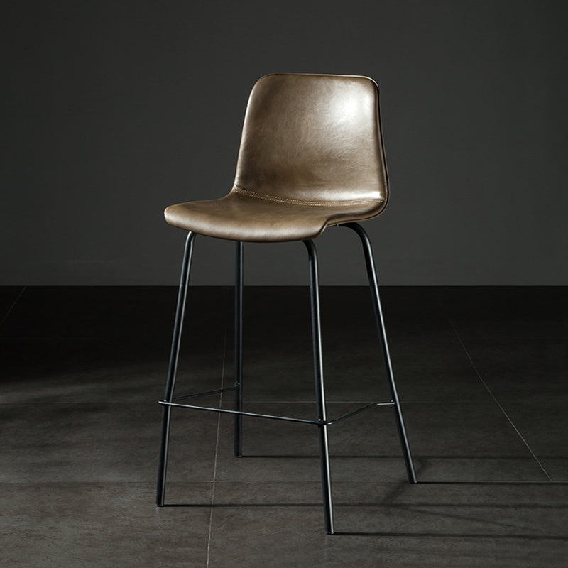 Modern Matte Finish PU Leather Barstool Low Back Restaurant Stool