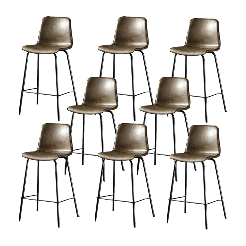 Modern Matte Finish PU Leather Barstool Low Back Restaurant Stool
