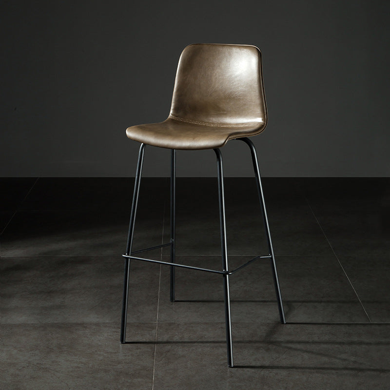 Modern Matte Finish PU Leather Barstool Low Back Restaurant Stool