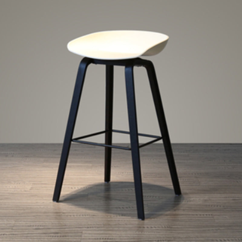 Modern Solid Wood Counter Stool Low Back Armless Bar Stool with Footrest
