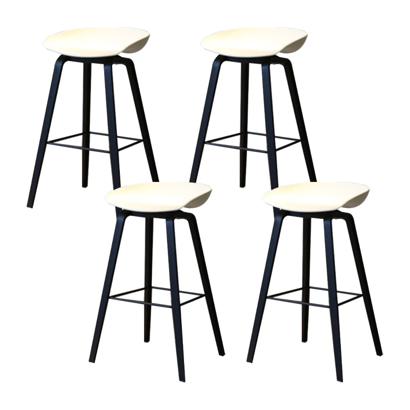 Modern Solid Wood Counter Stool Low Back Armless Bar Stool with Footrest