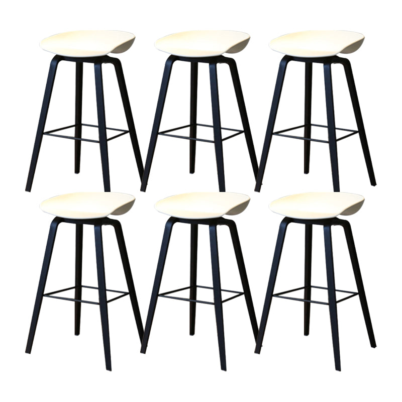 Modern Solid Wood Counter Stool Low Back Armless Bar Stool with Footrest
